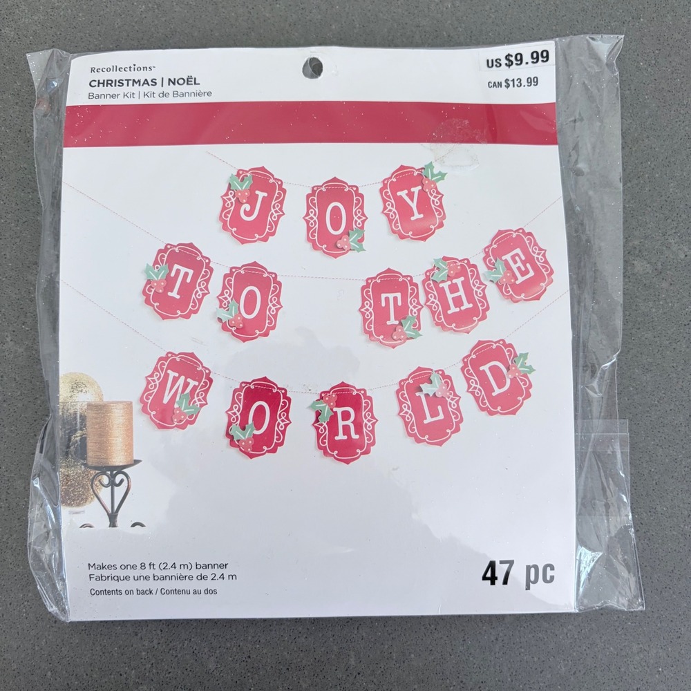Recollections Joy To The World Christmas Banner Kit Red Holiday Decor 8ft 47pc